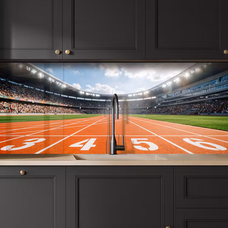 Sintelbaan - Stadion - Sport -Oranje keuken achterwand 2 middel -sfeer1