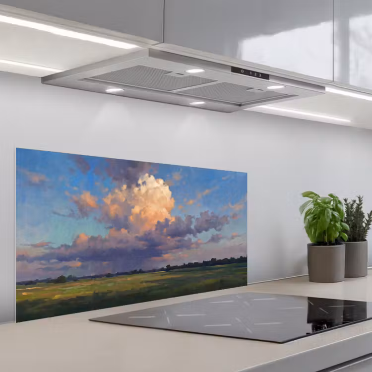 Lucht - Wolken - Landschap - Modern - Oranje keuken achterwand spatscherm middel -3d_schuin
