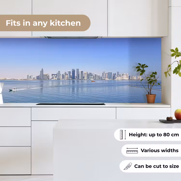Skyline - Blauw - Zee - Gebouwen - Stad keuken achterwand 2 middel -sfeer4_UK