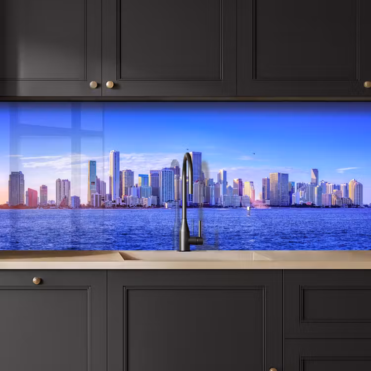Skyline - Blauw - Wolkenkrabbers - Stad keuken achterwand 2 middel -sfeer1