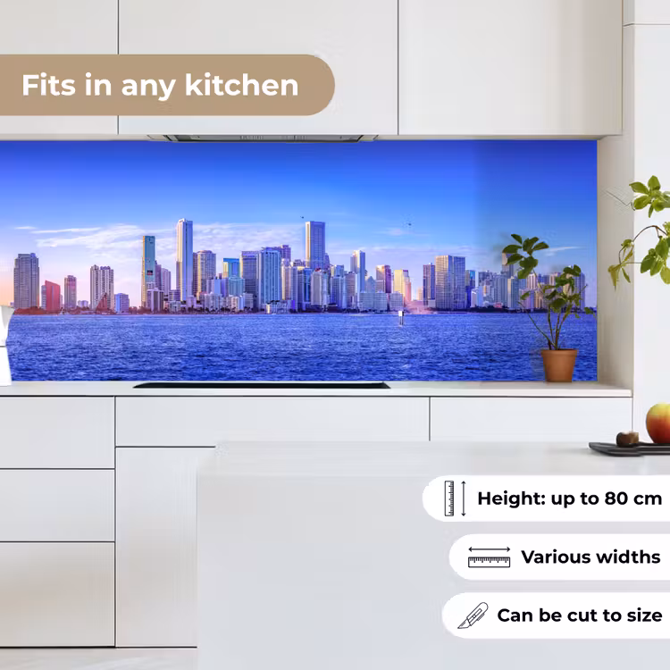 Skyline - Blauw - Wolkenkrabbers - Stad keuken achterwand 2 middel -sfeer4_UK