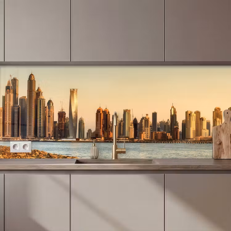 Skyline - Kanaal - Wolkenkrabbers keuken achterwand 2 middel zz_3dshopping