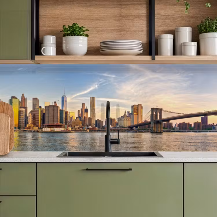 Skyline - New York - Brug - Wolkenkrabbers keuken achterwand 2 middel -sfeer3