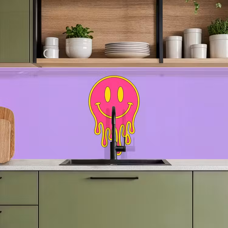 Smiley - Drip - Neon keuken achterwand 2 middel -sfeer3