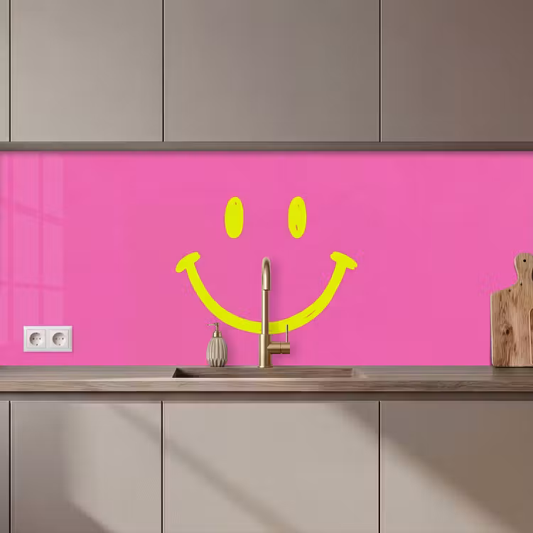 Smiley - Vrolijk - Roze keuken achterwand 2 middel zz_3dshopping