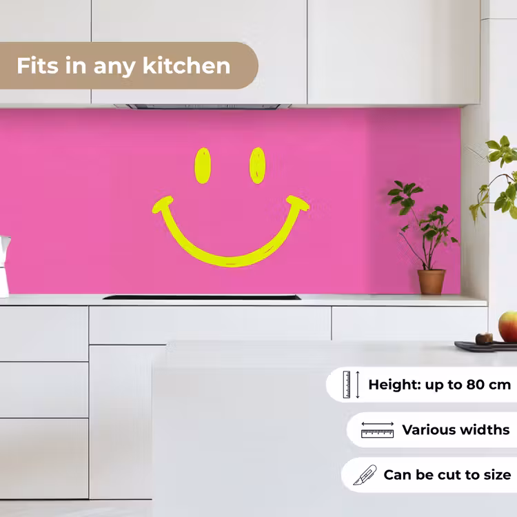 Smiley - Vrolijk - Roze keuken achterwand 2 middel -sfeer4_UK