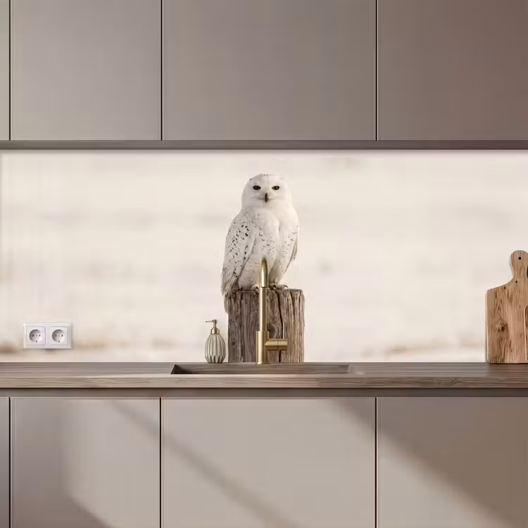 Sneeuwuil - Paal - Winter - Portret - Majestueus keuken achterwand 2 middel zz_3dshopping
