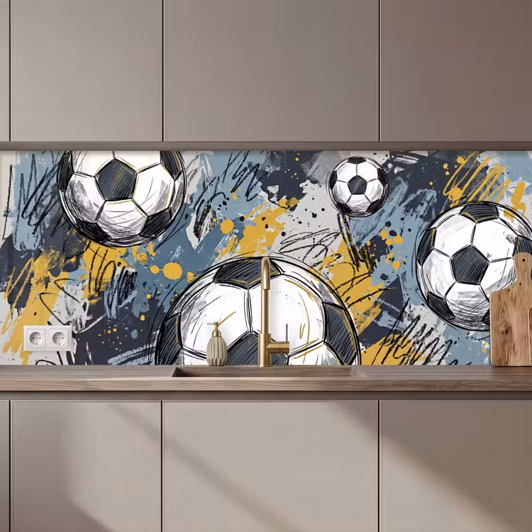 Voetbal - Abstract - Sport - Kleurrijk keuken achterwand 2 middel zz_3dshopping