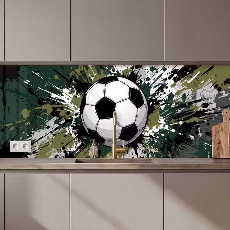 Voetbal - Verf - Spetters - Groen keuken achterwand 2 middel zz_3dshopping