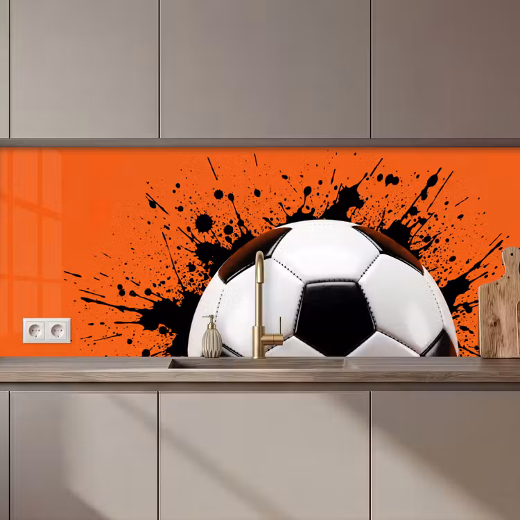 Voetbal - Verf - Sport - Oranje keuken achterwand 2 middel zz_3dshopping