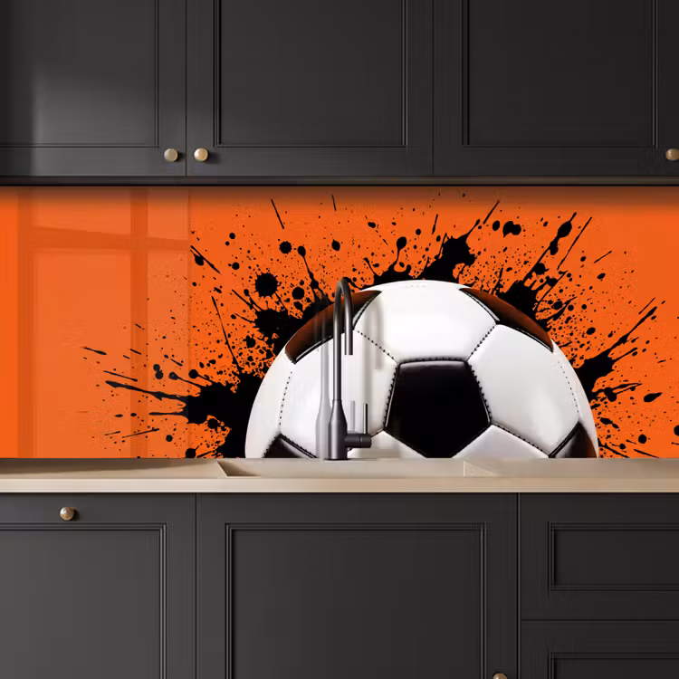 Voetbal - Verf - Sport - Oranje keuken achterwand 2 middel -sfeer1