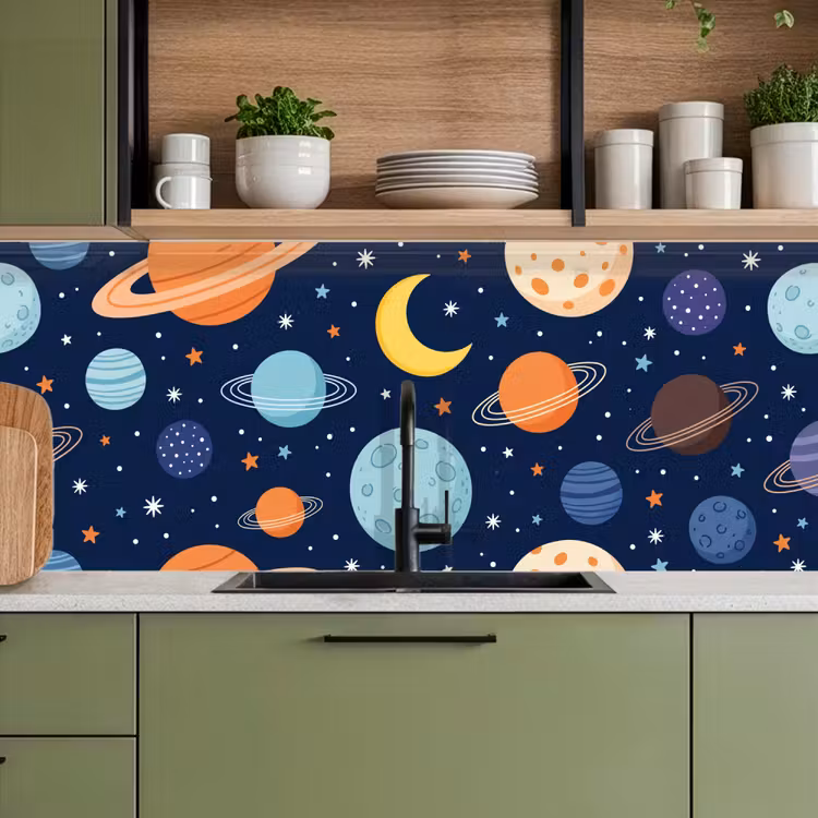 Ruimte - Planeten - Kleurrijk keuken achterwand 2 middel -sfeer3