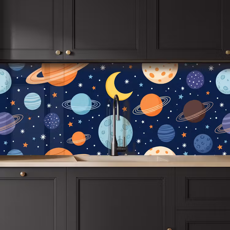 Ruimte - Planeten - Kleurrijk keuken achterwand 2 middel -sfeer1