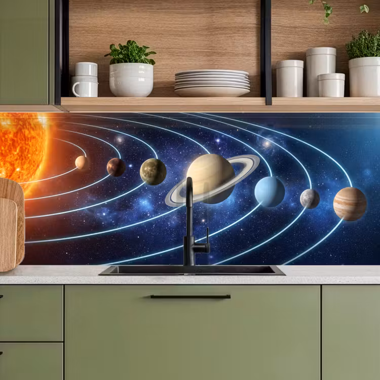 Ruimte - Zonnestelsel - Blauw keuken achterwand 2 middel -sfeer3