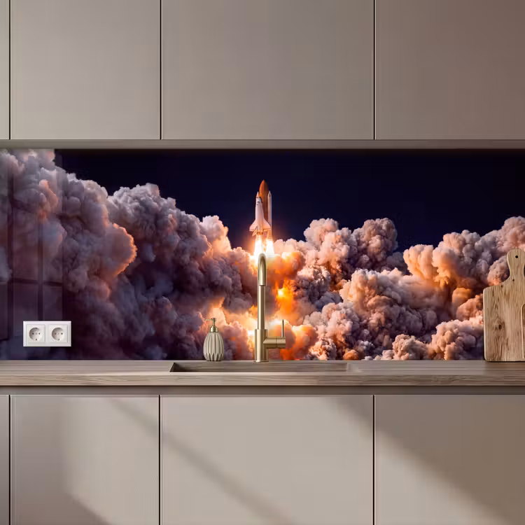 Kitchen Wall Splashback - Spacecraft - Launch - Stars - Ruimtevaartuig - Lancering - Sterren keuken achterwand 2 middel zz_3dshopping