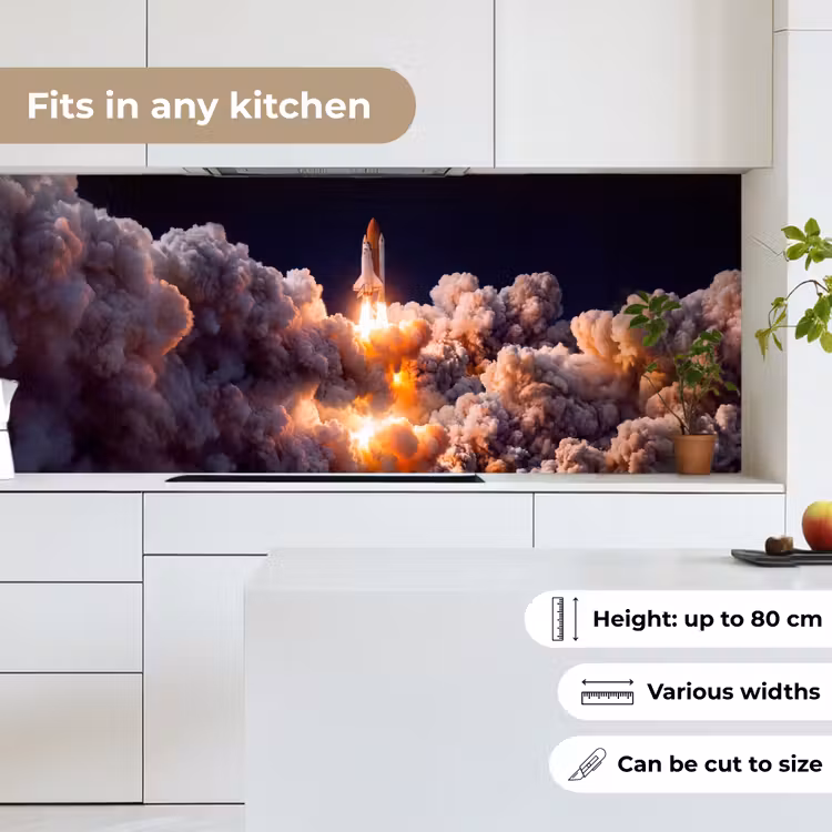 Kitchen Wall Splashback - Spacecraft - Launch - Stars - Ruimtevaartuig - Lancering - Sterren keuken achterwand 2 middel