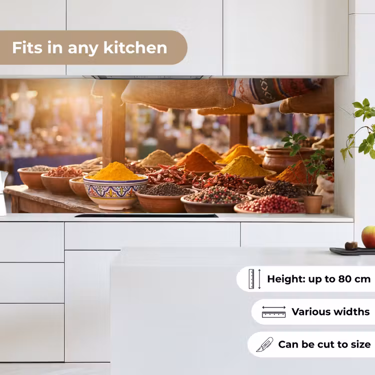 Kitchen Wall Splashback - Spices - Market - Colorful - Specerijen - Markt - Kleurrijk keuken achterwand 2 middel