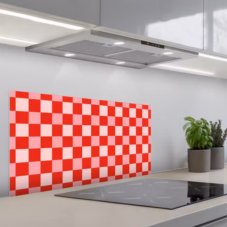 Vierkant - Klassiek - Rood keuken achterwand spatscherm middel 899 -3d_schuin