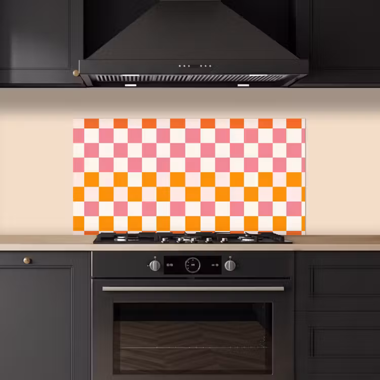 Vierkant - Patroon - Oranje keuken achterwand spatscherm middel 899 -sfeer1