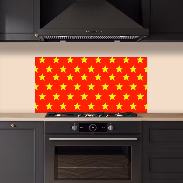 Ster - Patroon - Geel keuken achterwand spatscherm middel 899 -sfeer1