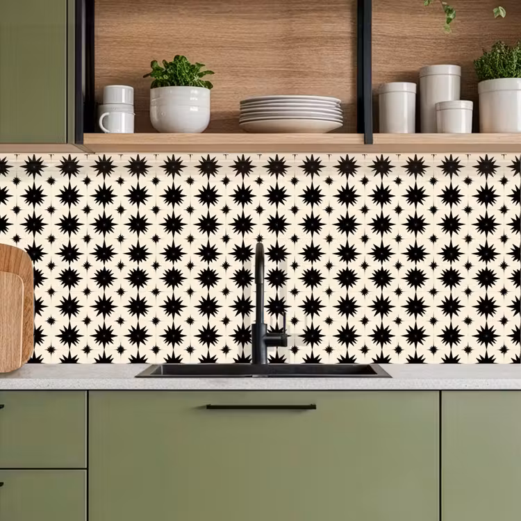 Stervormen - Geometrisch - Zwart keuken achterwand 2 middel 871 -sfeer3
