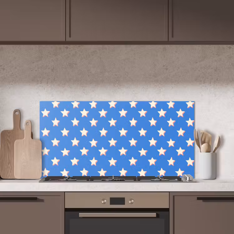 Sterren - Patroon - Blauw keuken achterwand spatscherm middel 899 -sfeer2