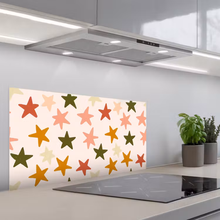 Sterren - Patroon - Kleurrijk keuken achterwand spatscherm middel 899 -3d_schuin