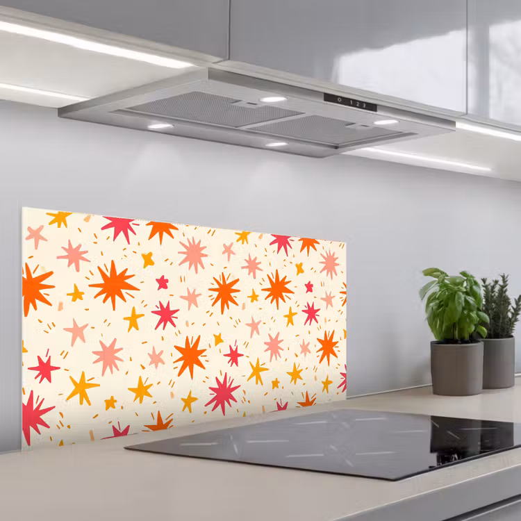 Sterren - Speels - Kleurrijk keuken achterwand spatscherm middel 899 -3d_schuin