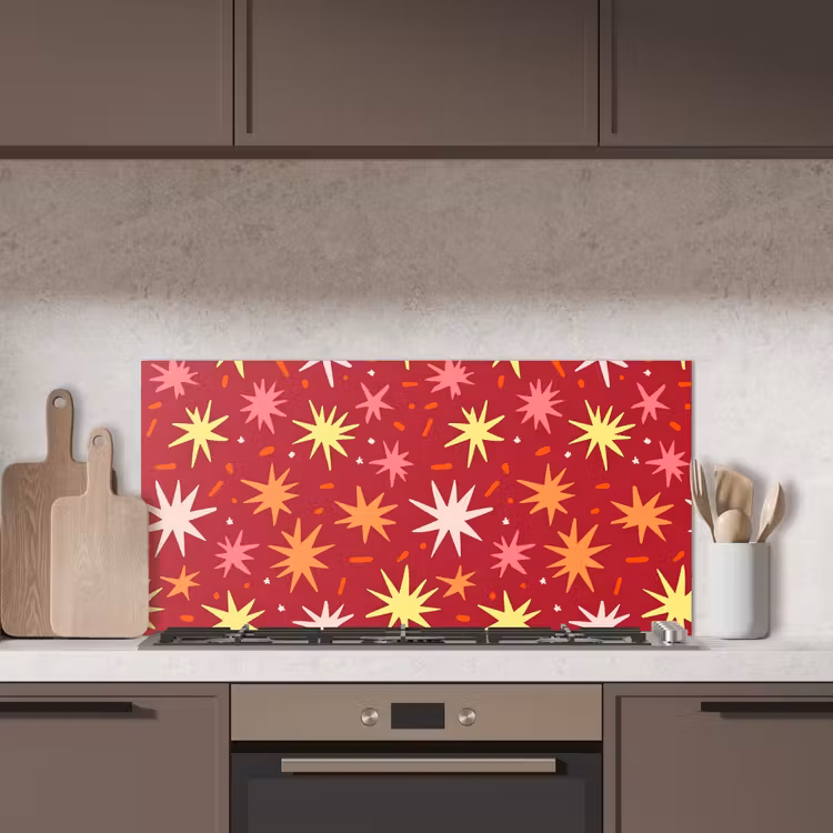 Sterren - Speels - Rood keuken achterwand spatscherm middel 899 -sfeer2