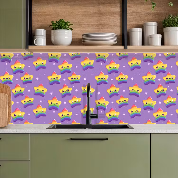 Sterren - Regenboog - Paars keuken achterwand 2 middel 871 -sfeer3