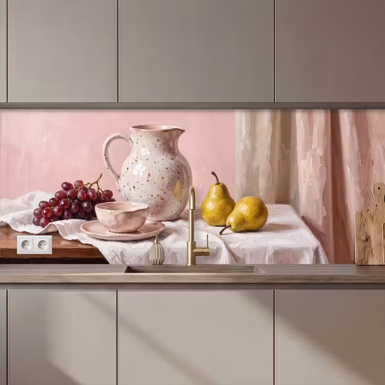 Kitchen Wall Splashback - Still Life - Fruit - Pink - Stilleven - Fruit - Roze keuken achterwand 2 middel zz_3dshopping