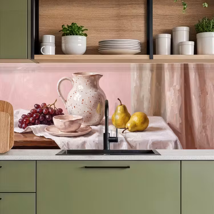 Kitchen Wall Splashback - Still Life - Fruit - Pink - Stilleven - Fruit - Roze keuken achterwand 2 middel