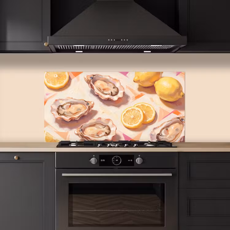 Stilleven - Citroenen - Oesters - Abstract - Oranje keuken achterwand spatscherm middel -sfeer1