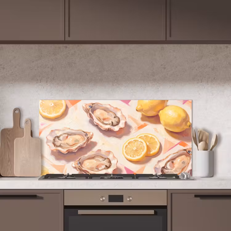 Stilleven - Citroenen - Oesters - Abstract - Oranje keuken achterwand spatscherm middel -sfeer2
