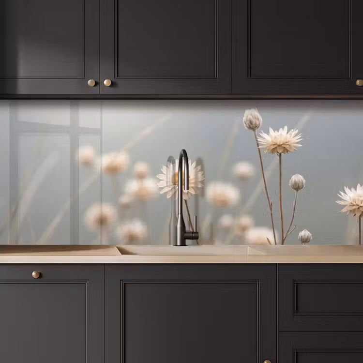 Strobloemen - Wit - Daglicht keuken achterwand 2 middel -sfeer1