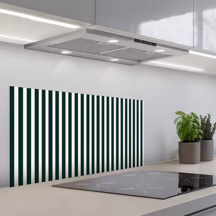 Strepen - Klassiek - Groen keuken achterwand spatscherm middel 899 -3d_schuin