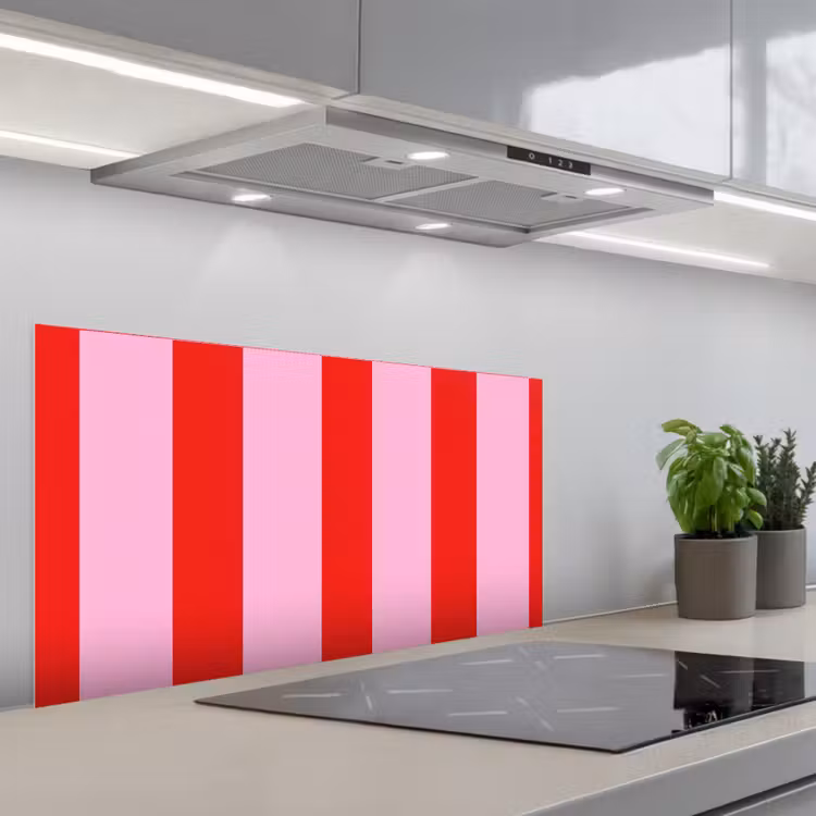 Strepen - Klassiek - Roze keuken achterwand spatscherm middel 899 -3d_schuin