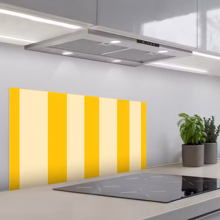 Strepen - Klassiek - Geel keuken achterwand spatscherm middel 899 -3d_schuin