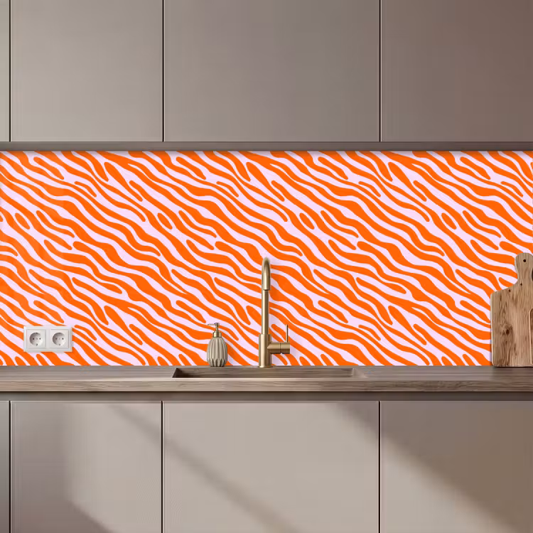 Strepen - Dynamisch - Oranje keuken achterwand 2 middel 871 zz_3dshopping