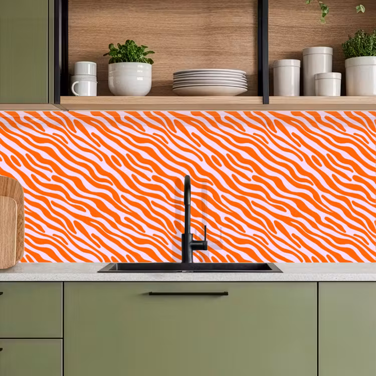 Strepen - Dynamisch - Oranje keuken achterwand 2 middel 871 -sfeer3