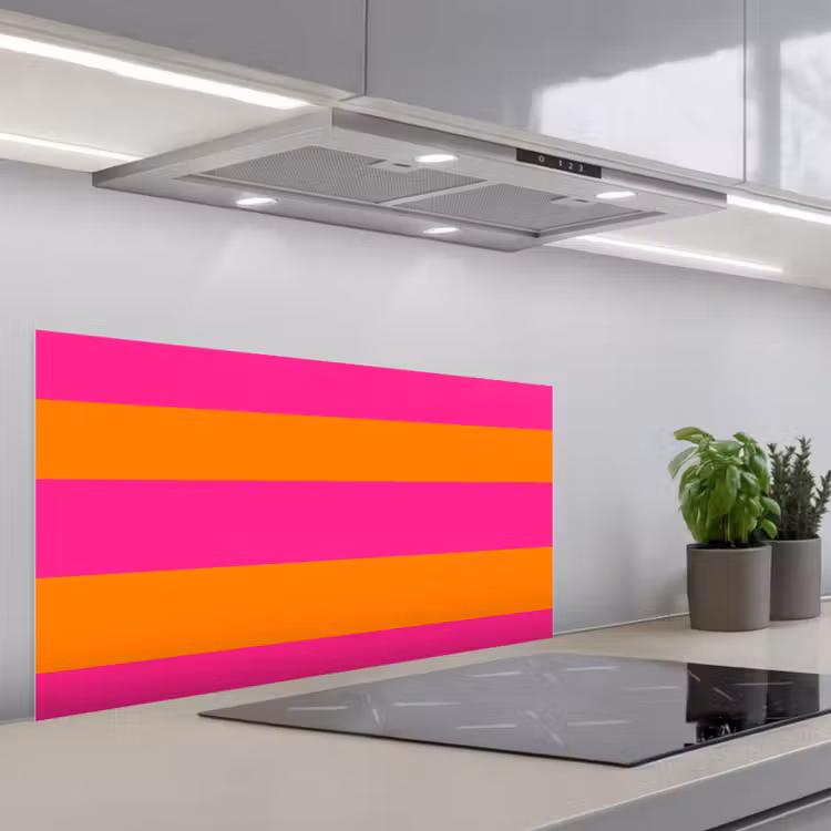 Strepen - Horizontaal - Roze keuken achterwand spatscherm middel 899 -3d_schuin