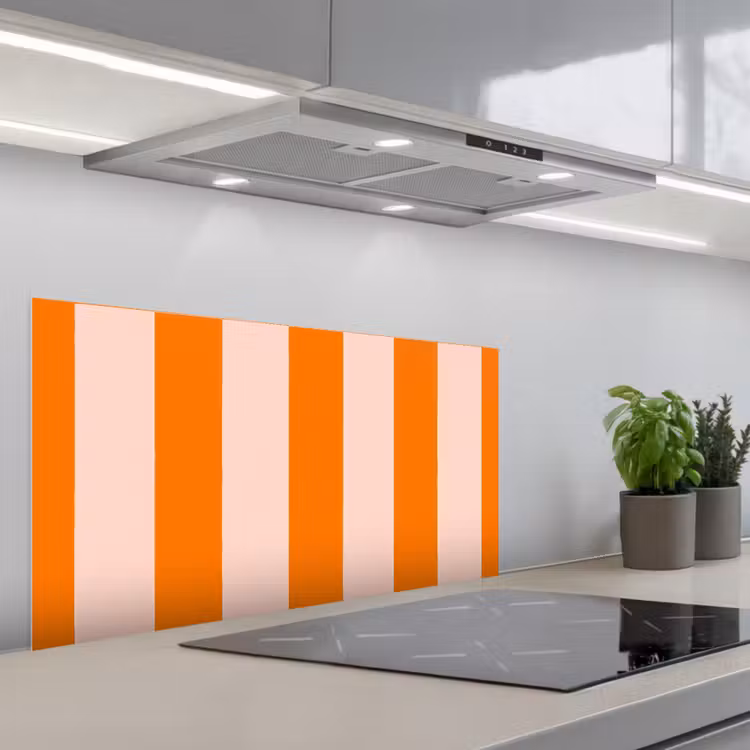 Strepen - Modern - Oranje keuken achterwand spatscherm middel 899 -3d_schuin