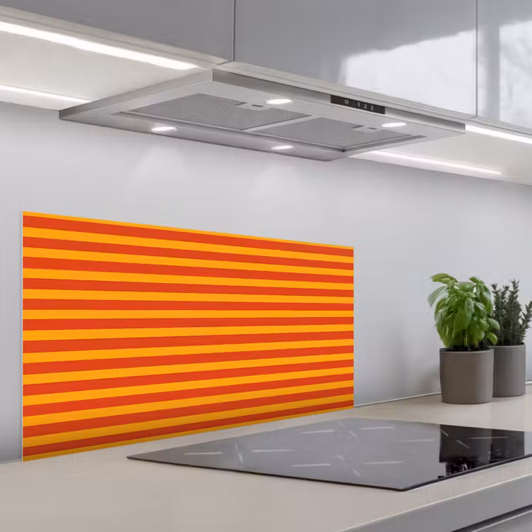 Strepen - Patroon - Oranje keuken achterwand spatscherm middel 899 -3d_schuin