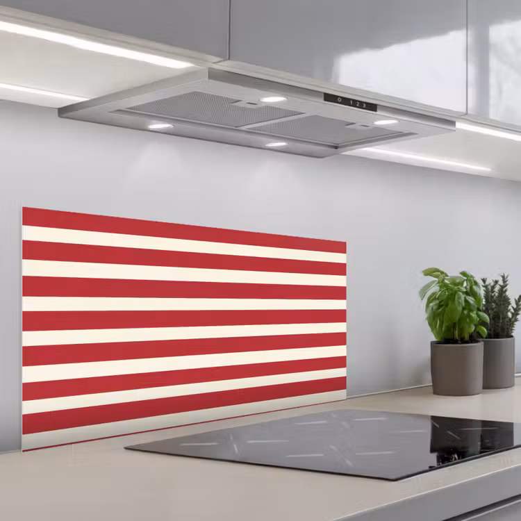 Strepen - Patroon - Rood keuken achterwand spatscherm middel 899 -3d_schuin