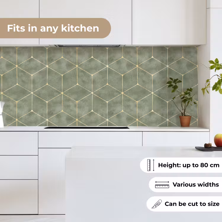 Subtiel - Geometrisch - Goud - Groen keuken achterwand 2 middel 871 -sfeer4_UK