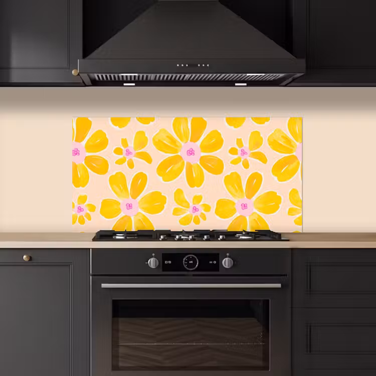 Zomers - Bloemen - Geel keuken achterwand spatscherm middel 899 -sfeer1
