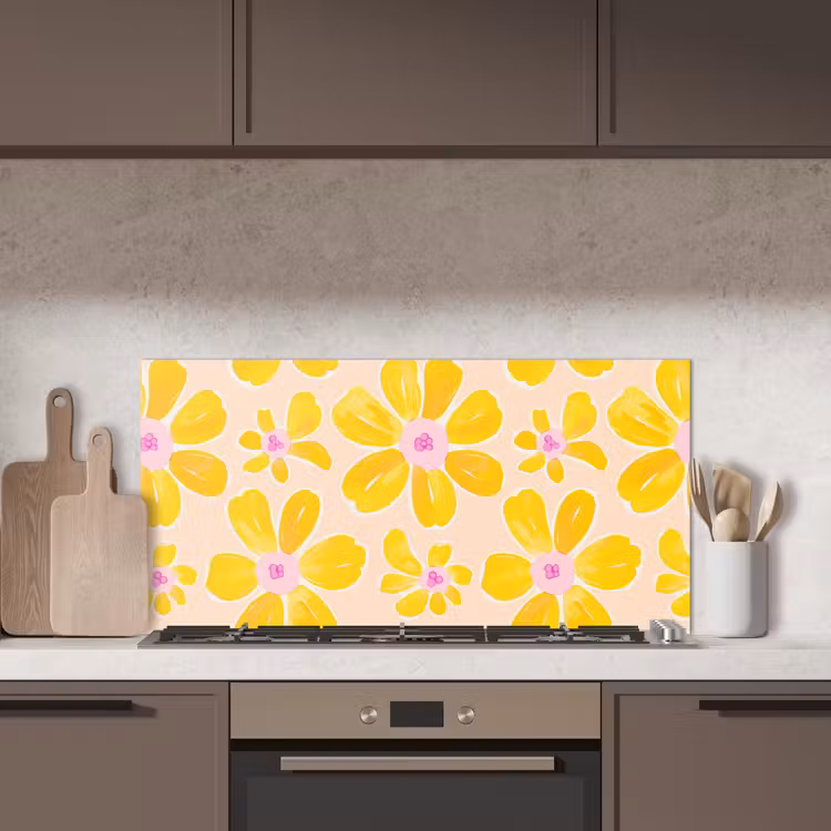 Zomers - Bloemen - Geel keuken achterwand spatscherm middel 899 -sfeer2