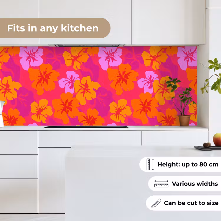 Zomers - Hibiscus - Kleurrijk keuken achterwand 2 middel 871 -sfeer4_UK