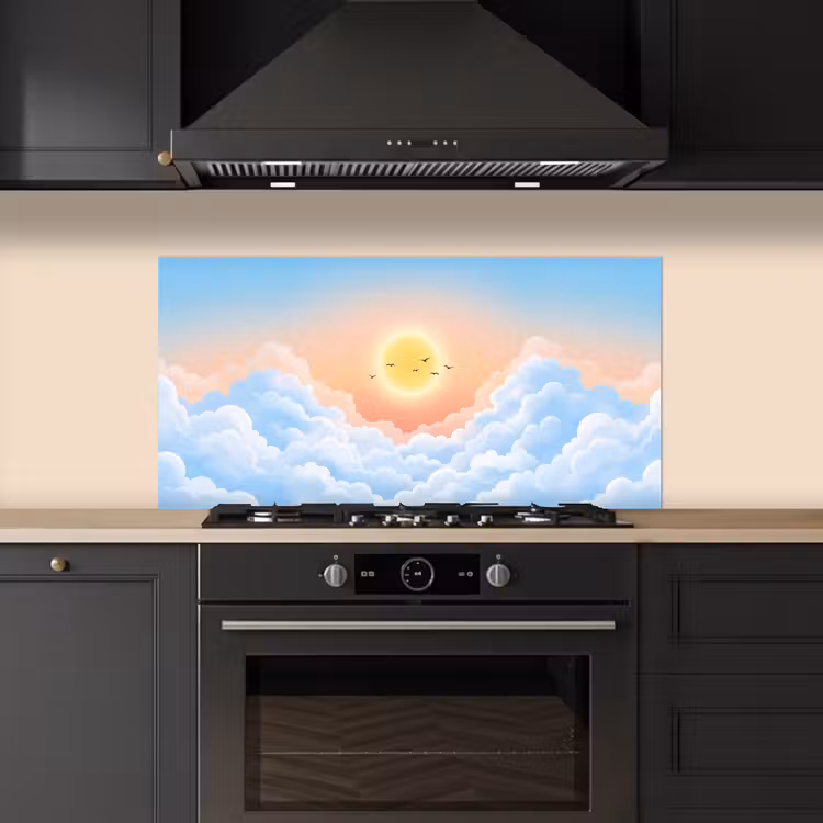 Zon - Vogels - Lucht - Natuur - Geel keuken achterwand spatscherm middel -sfeer1