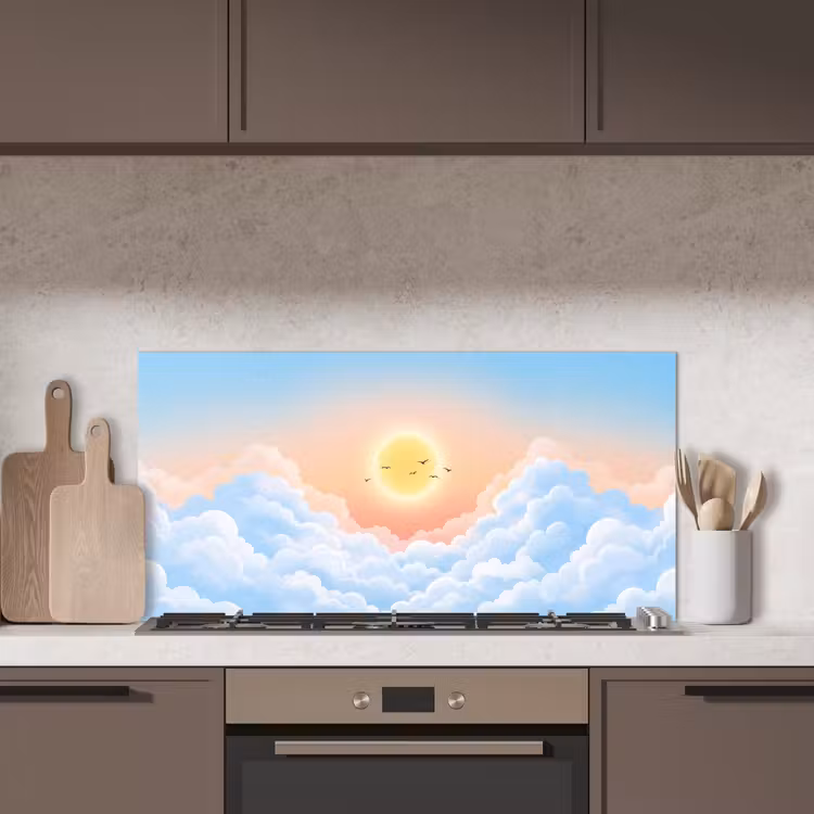 Zon - Vogels - Lucht - Natuur - Geel keuken achterwand spatscherm middel -sfeer2